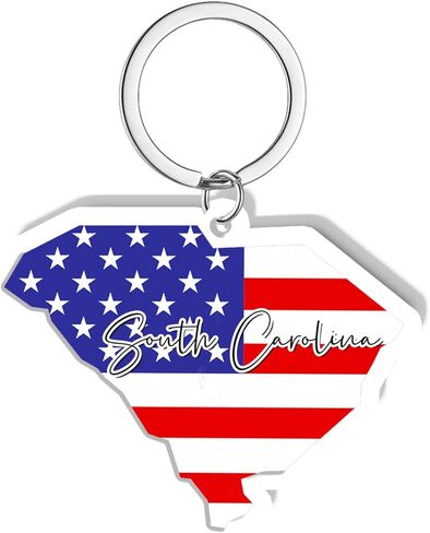 South Carolina Souvenirs Keychain With Key Ring - American Flag Keychain, Key Holder For Gifts,Souvenirs From Usa,Spot M in Saudi Arabia