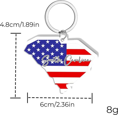 South Carolina Souvenirs Keychain With Key Ring - American Flag Keychain, Key Holder For Gifts,Souvenirs From Usa,Spot M in Saudi Arabia
