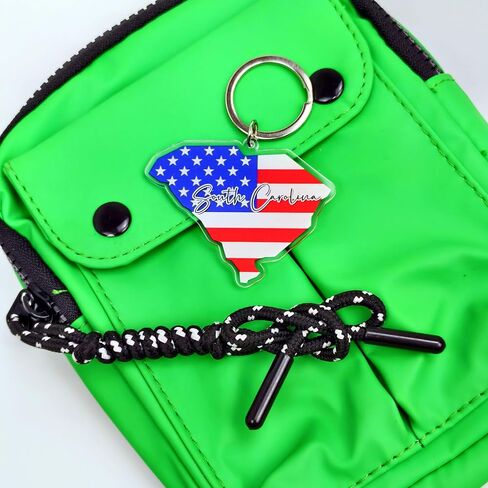 South Carolina Souvenirs Keychain With Key Ring - American Flag Keychain, Key Holder For Gifts,Souvenirs From Usa,Spot M in Saudi Arabia