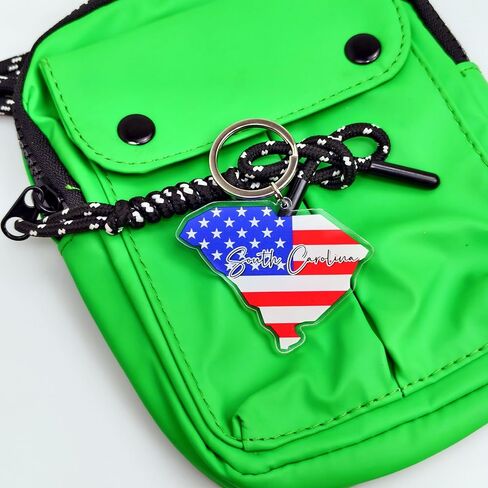 South Carolina Souvenirs Keychain With Key Ring - American Flag Keychain, Key Holder For Gifts,Souvenirs From Usa,Spot M in Saudi Arabia