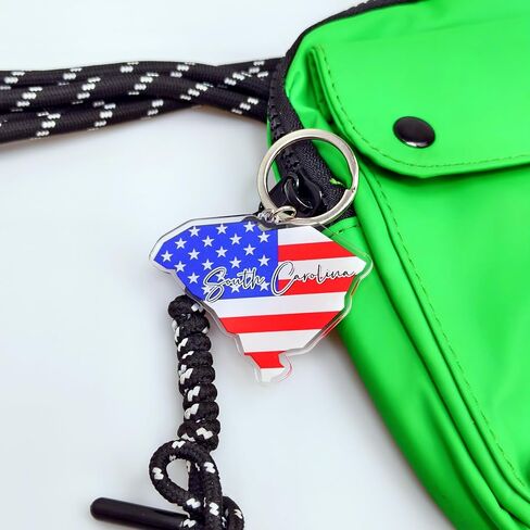 South Carolina Souvenirs Keychain With Key Ring - American Flag Keychain, Key Holder For Gifts,Souvenirs From Usa,Spot M in Saudi Arabia