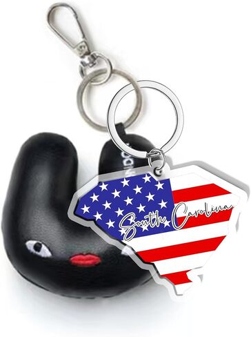 South Carolina Souvenirs Keychain With Key Ring - American Flag Keychain, Key Holder For Gifts,Souvenirs From Usa,Spot M in Saudi Arabia
