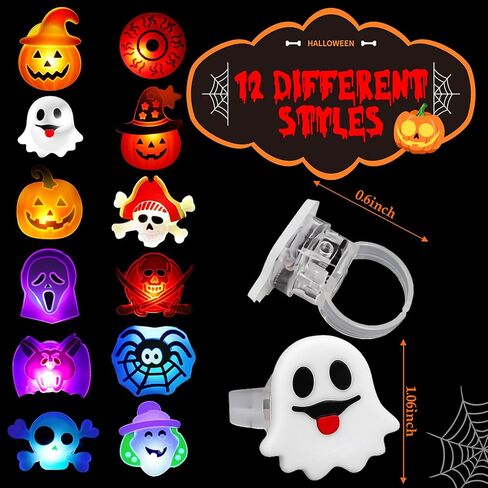 50 قطعة من حلقات إضاءة الهالوين من Ouddy Life للأطفال، تتوهج في الظلام، مصابيح LED فلاش للأصابع، ألعاب غير حشو الحلوى للخدعة أو الجوائز، هدايا الحفلات، حشوات حقائب الهدايا in Kuwait