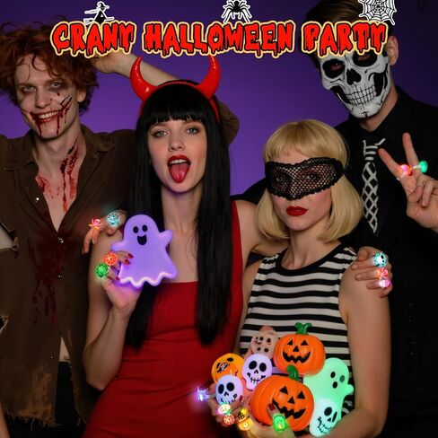 50 قطعة من حلقات إضاءة الهالوين من Ouddy Life للأطفال، تتوهج في الظلام، مصابيح LED فلاش للأصابع، ألعاب غير حشو الحلوى للخدعة أو الجوائز، هدايا الحفلات، حشوات حقائب الهدايا in Kuwait