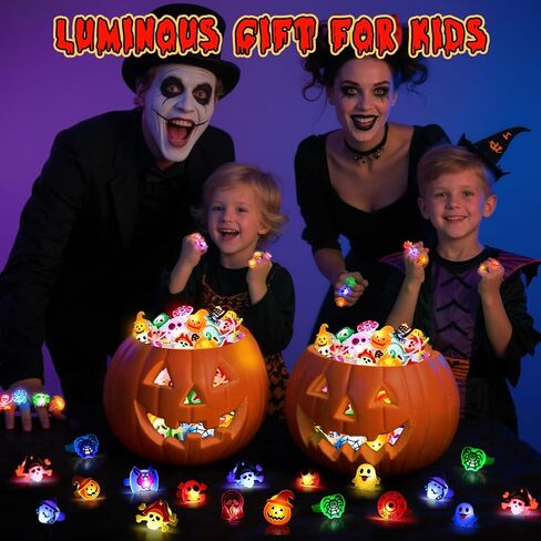 50 قطعة من حلقات إضاءة الهالوين من Ouddy Life للأطفال، تتوهج في الظلام، مصابيح LED فلاش للأصابع، ألعاب غير حشو الحلوى للخدعة أو الجوائز، هدايا الحفلات، حشوات حقائب الهدايا in Kuwait