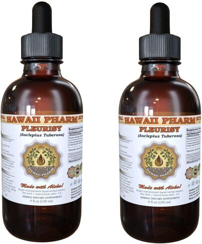Hawaii Pharm Pleurisy (Asclepius tuberosa) Liquid Extract, Tincture, Herbal Supplement, Made in USA, 4 fl.oz in Saudi Arabia
