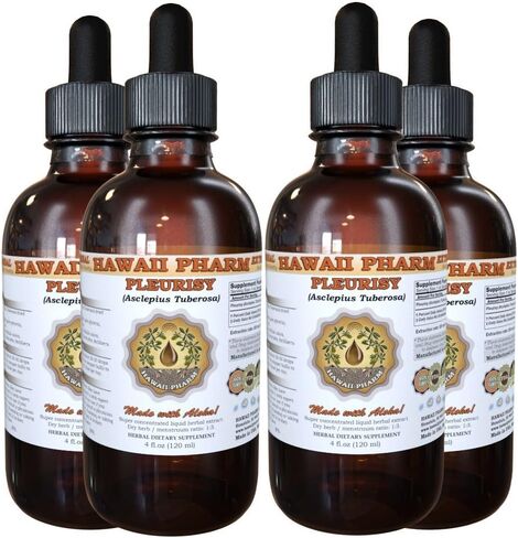 Hawaii Pharm Pleurisy (Asclepius tuberosa) Liquid Extract, Tincture, Herbal Supplement, Made in USA, 4 fl.oz in Saudi Arabia