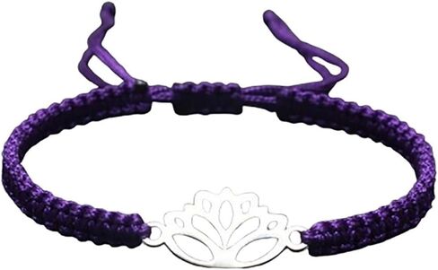 Lotus Symbol Bracelet for Women - Adjustable Cord, Silver Pendant, Spiritual Jewelry Gift in Kuwait