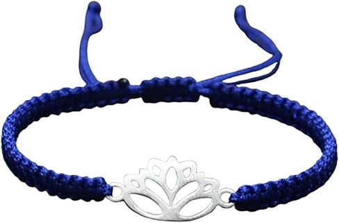 Lotus Symbol Bracelet for Women - Adjustable Cord, Silver Pendant, Spiritual Jewelry Gift in Kuwait