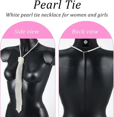1 PCS Pearl Tie Necklace for White White Pearls Pearls Tie Beick Tie Tean Handmade Weaving Stirt Necklace Hoded Synged Learl Pearl Ties Excsories for Shirt Daily Dy Dress Party Beach in Saudi Arabia
