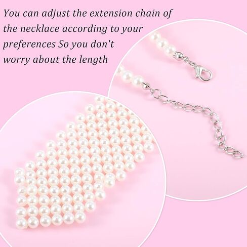 1 PCS Pearl Tie Necklace for White White Pearls Pearls Tie Beick Tie Tean Handmade Weaving Stirt Necklace Hoded Synged Learl Pearl Ties Excsories for Shirt Daily Dy Dress Party Beach in Saudi Arabia