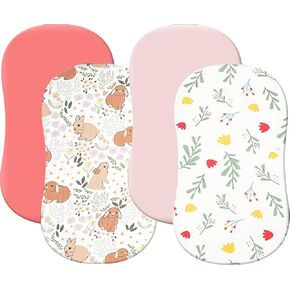 4 Pack Bassinet Fitted Sheets Compatible with 19" x 33" Koolababy, Cowiewie and IKOMZY Baby Bassinet, Soft and Skin-Friendly, Mint Green and Color Rainbow in Kuwait