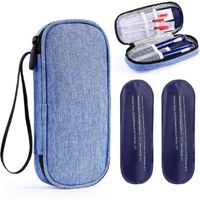 Insulin Pen Cooler Travel Case,EVA Insulation Travel Medicine Kit with 2 x 90g Ice Packs for Diabetes Care and Diabetic Supplies Storage,for The Daily Life and Trip in Saudi Arabia
