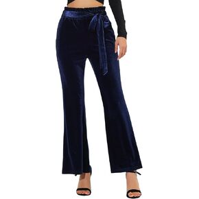 Allegra K Women's Velvet Pants Halloween Tie Waist Stretchy Wide Leg Pants with Pockets in Saudi Arabia