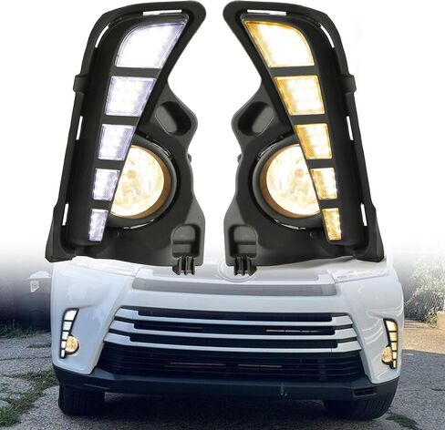 HECASA Front Daytime Running Lights & Fog Lights Pair Replacement Compatible with 2017-2019 Toyota Highlander W/Wiring Harness LED DRL Lamps Halogen Fog Lamps Turn Signal Lamps Assembly Kit in Saudi Arabia