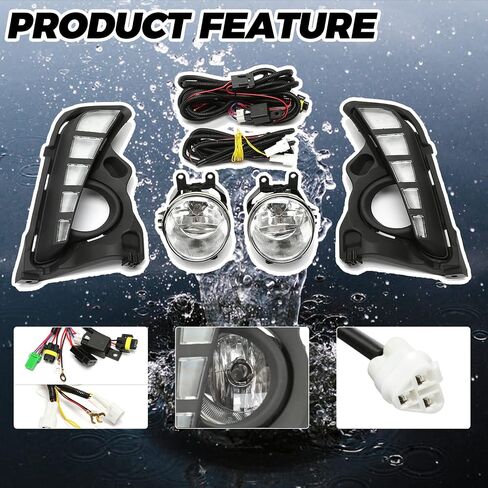 HECASA Front Daytime Running Lights & Fog Lights Pair Replacement Compatible with 2017-2019 Toyota Highlander W/Wiring Harness LED DRL Lamps Halogen Fog Lamps Turn Signal Lamps Assembly Kit in Saudi Arabia