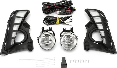 HECASA Front Daytime Running Lights & Fog Lights Pair Replacement Compatible with 2017-2019 Toyota Highlander W/Wiring Harness LED DRL Lamps Halogen Fog Lamps Turn Signal Lamps Assembly Kit in Saudi Arabia