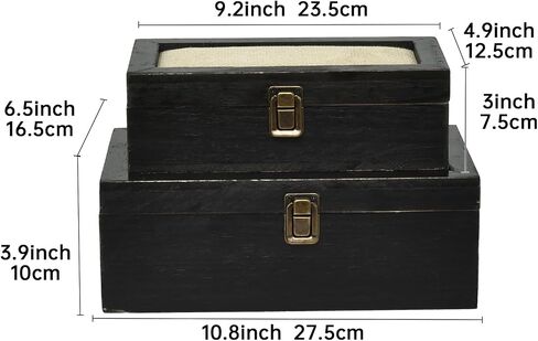 Decorative Wooden Carved Box with Hinged Lid for Rustic Farmhouse Decor, Set of 2, Brown in Saudi Arabia