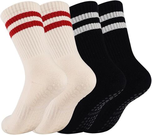 3/4 Pairs Cushioned Pilates Socks for Women, Non Slip Elegant Grip Socks with Silicone,Ideal for Yoga,Hospital & Home in Saudi Arabia