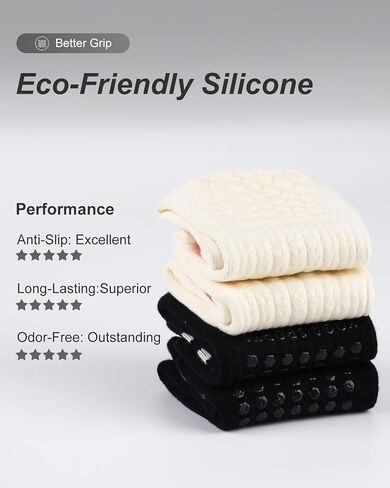 3/4 Pairs Cushioned Pilates Socks for Women, Non Slip Elegant Grip Socks with Silicone,Ideal for Yoga,Hospital & Home in Saudi Arabia