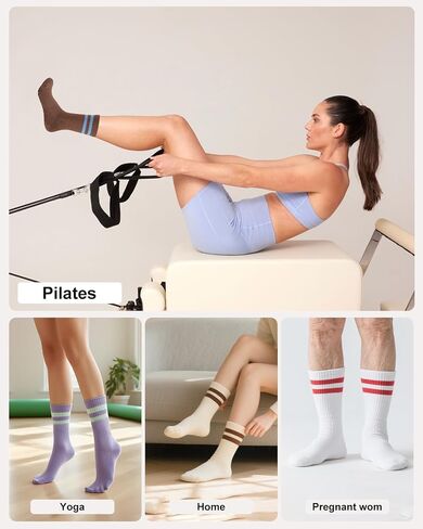 3/4 Pairs Cushioned Pilates Socks for Women, Non Slip Elegant Grip Socks with Silicone,Ideal for Yoga,Hospital & Home in Saudi Arabia
