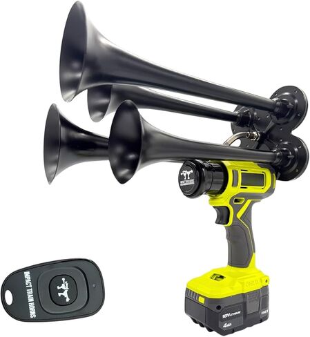 Horn Train Horn - Horn -Trandsluded ، 150dB ، قرن هواء الحفر اللاسلكي مع الأبواق المعدنية رباعية - قرن الهواء المحمول in Kuwait