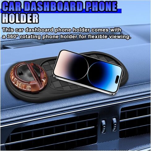 Multifunction Car Anti-Slip Mat, Rotatable Vehicle Phone Holder with Temporary Parking Number, Universal Auto Dashboard Organizer Pad Accessory for Phones, Sunglasses, Keys (Grey/Black) in Kuwait