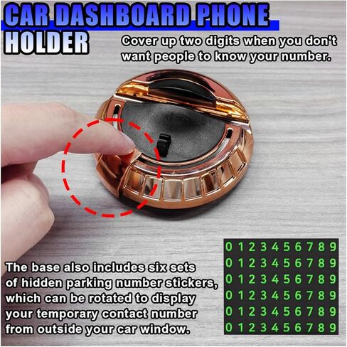 Multifunction Car Anti-Slip Mat, Rotatable Vehicle Phone Holder with Temporary Parking Number, Universal Auto Dashboard Organizer Pad Accessory for Phones, Sunglasses, Keys (Grey/Black) in Kuwait