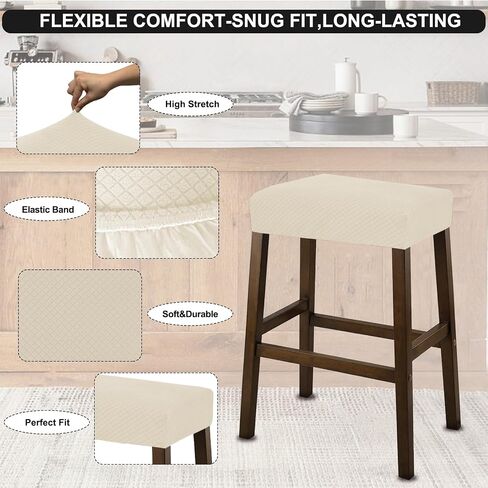 أغطية مقعد البراز NecolorLife Rectangle ، وأغطية مقعد سرج مقاومة للماء لارتفاع عداد وكراسي جزيرة المطبخ ، وحامي وسادة البارستول الغرور ، الأسود ، النمط A ، 2 حزمة in Kuwait