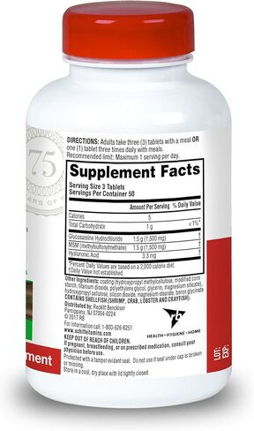 Schiff Glucosamine 1500mg بالإضافة إلى MSM 1500mg وحمض الهيالورونيك ، 150 قرصًا - ملحق المفاصل in Saudi Arabia