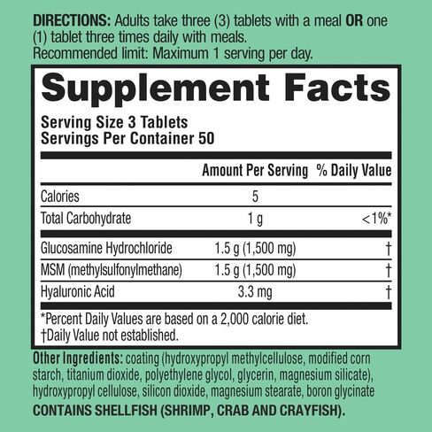 Schiff Glucosamine 1500mg بالإضافة إلى MSM 1500mg وحمض الهيالورونيك ، 150 قرصًا - ملحق المفاصل in Saudi Arabia