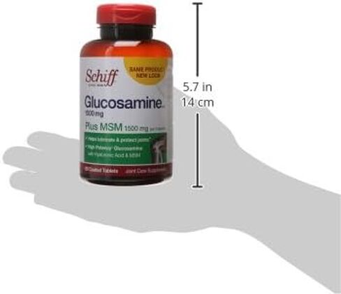 Schiff Glucosamine 1500mg بالإضافة إلى MSM 1500mg وحمض الهيالورونيك ، 150 قرصًا - ملحق المفاصل in Saudi Arabia