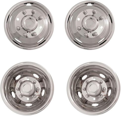 the RAW Polished 17" Wheel Simulators, 8 Lug Wheel Simulator Kit for 2011-Current Chevrolet/GMC C/K3500 Dually Wheel Cover Set, for 17" x 6.5" Dual Wheel, Bolt on mounting (L304 Stainless Steel) in Kuwait