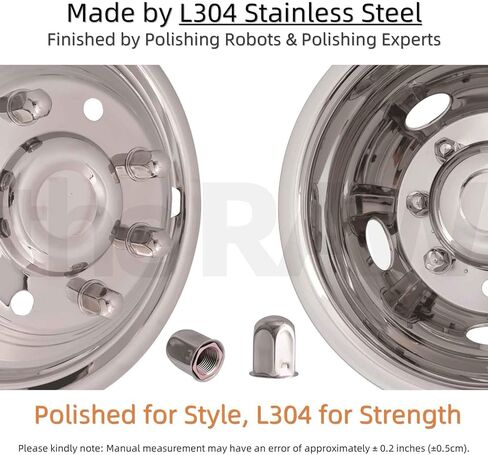 the RAW Polished 17" Wheel Simulators, 8 Lug Wheel Simulator Kit for 2011-Current Chevrolet/GMC C/K3500 Dually Wheel Cover Set, for 17" x 6.5" Dual Wheel, Bolt on mounting (L304 Stainless Steel) in Kuwait
