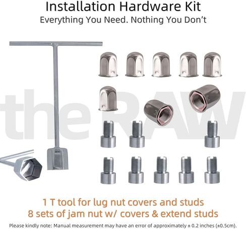 the RAW Polished 17" Wheel Simulators, 8 Lug Wheel Simulator Kit for 2011-Current Chevrolet/GMC C/K3500 Dually Wheel Cover Set, for 17" x 6.5" Dual Wheel, Bolt on mounting (L304 Stainless Steel) in Kuwait