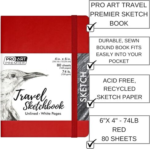 كتاب رسم احترافي للسفر مقاس 8 × 6 بوصة أبيض 74 رطل أسود 80 ورقة، كتاب رسم، دفتر رسم، لوحة رسم، لوحة رسم، ورق رسم، كتاب فني، كتاب رسم، ورق فني، دفتر رسم للرسم in Kuwait