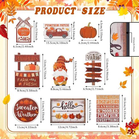 Amyhill 13 Pcs Fall Thanksgiving Tiered Tray Decor Set Pumpkin Maple Gnome Wooden Signs Hello Fall Table Centerpieces Farmhouse Tabletop Decorations for Home Autumn Harvest Shelf Table in Saudi Arabia