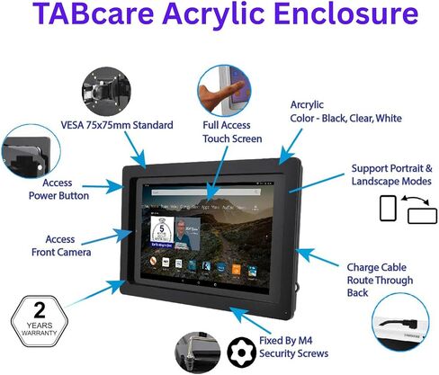 Security Anti-Theft Acrylic VESA Enclosure for Samsung Galaxy TAB A9+ 11 A11+ Tablet with Wall Mount Kit (Black) in Kuwait