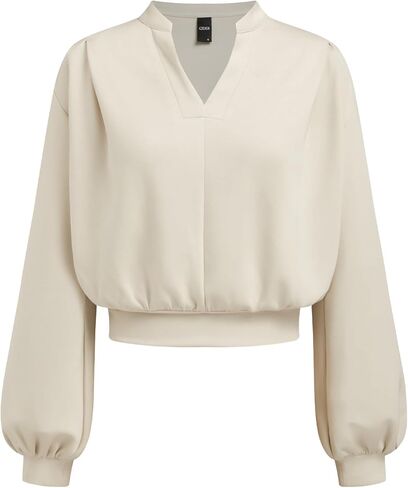 CIDER Womens V Neck Long Sleeve Crop Top Going Out Casual Loose Fit Sweatshirt Pullover in Saudi Arabia