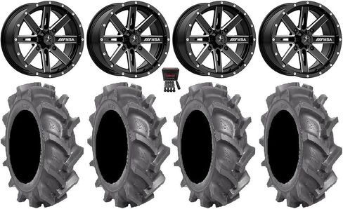 حزمة - 9 عناصر: MSA Milled Boxer 14 "عجلات ATV 30" BKT في 171 إطارات [4x137 BOLT PANTIDE 10MMX1.25 LUG KIT] in Saudi Arabia