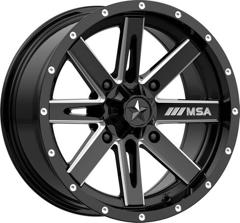 حزمة - 9 عناصر: MSA Milled Boxer 14 "عجلات ATV 30" BKT في 171 إطارات [4x137 BOLT PANTIDE 10MMX1.25 LUG KIT] in Saudi Arabia