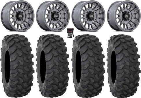 حزمة - 9 العناصر: KMC Impact 15 "عجلات أنثراسيت 30" إطارات XTR370 [4x156 نمط الترباس 12mmx1.25 مجموعة Lug Kit] in Kuwait