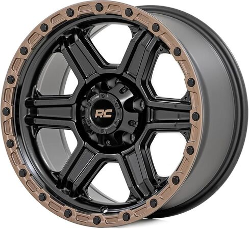 Rough Country 79 Series One Piece 15x8 | 5x4.5 | -19mm-79150813 Semi Gloss Black with Bronze Ring Wheel with Aluminum (15 x 8. inches /5 x 4 inches, -19 mm Offset) in Kuwait