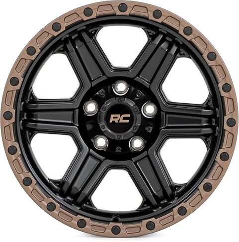 Rough Country 79 Series One Piece 15x8 | 5x4.5 | -19mm-79150813 Semi Gloss Black with Bronze Ring Wheel with Aluminum (15 x 8. inches /5 x 4 inches, -19 mm Offset) in Kuwait