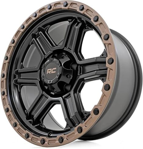 Rough Country 79 Series One Piece 15x8 | 5x4.5 | -19mm-79150813 Semi Gloss Black with Bronze Ring Wheel with Aluminum (15 x 8. inches /5 x 4 inches, -19 mm Offset) in Kuwait