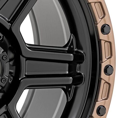 Rough Country 79 Series One Piece 15x8 | 5x4.5 | -19mm-79150813 Semi Gloss Black with Bronze Ring Wheel with Aluminum (15 x 8. inches /5 x 4 inches, -19 mm Offset) in Kuwait