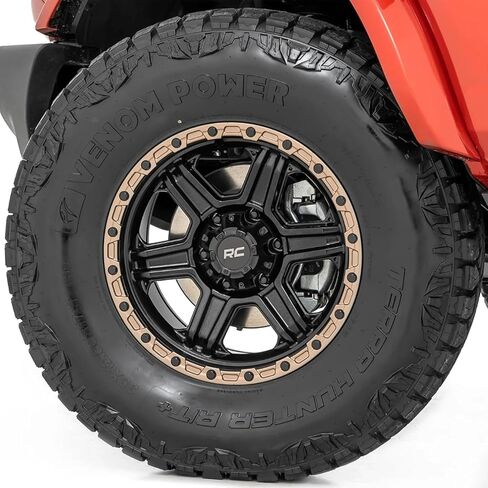 Rough Country 79 Series One Piece 15x8 | 5x4.5 | -19mm-79150813 Semi Gloss Black with Bronze Ring Wheel with Aluminum (15 x 8. inches /5 x 4 inches, -19 mm Offset) in Kuwait