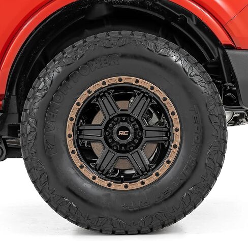 Rough Country 79 Series One Piece 15x8 | 5x4.5 | -19mm-79150813 Semi Gloss Black with Bronze Ring Wheel with Aluminum (15 x 8. inches /5 x 4 inches, -19 mm Offset) in Kuwait