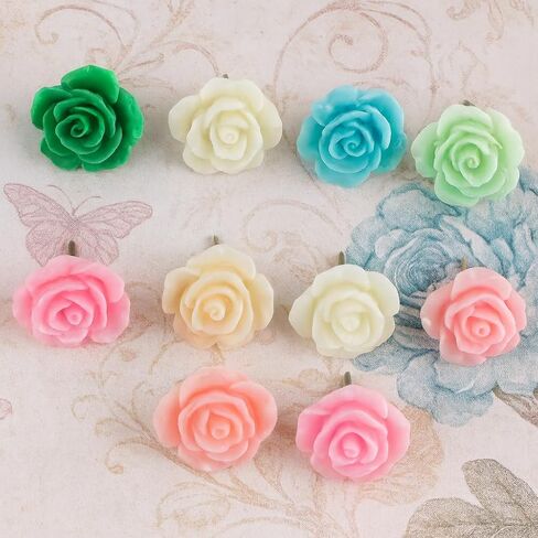 30Pcs Rose Flower Push Pins for Cork Board, Cute Decorative Thumb Tacks with Case, 8 Colorful Flower Pushpins for Bulletin Board, Office and Home Decor in Saudi Arabia