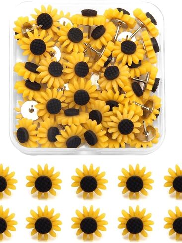 30Pcs Sunflower Push Pins with Case, Decorative Thumb Tacks for Cork Board, Bulletin Board, Office and Home Use in Saudi Arabia
